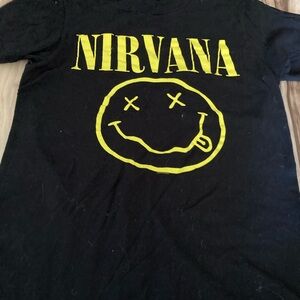 Nirvana T-Shirt Men Small Black Logo Spell Out Band Music Small